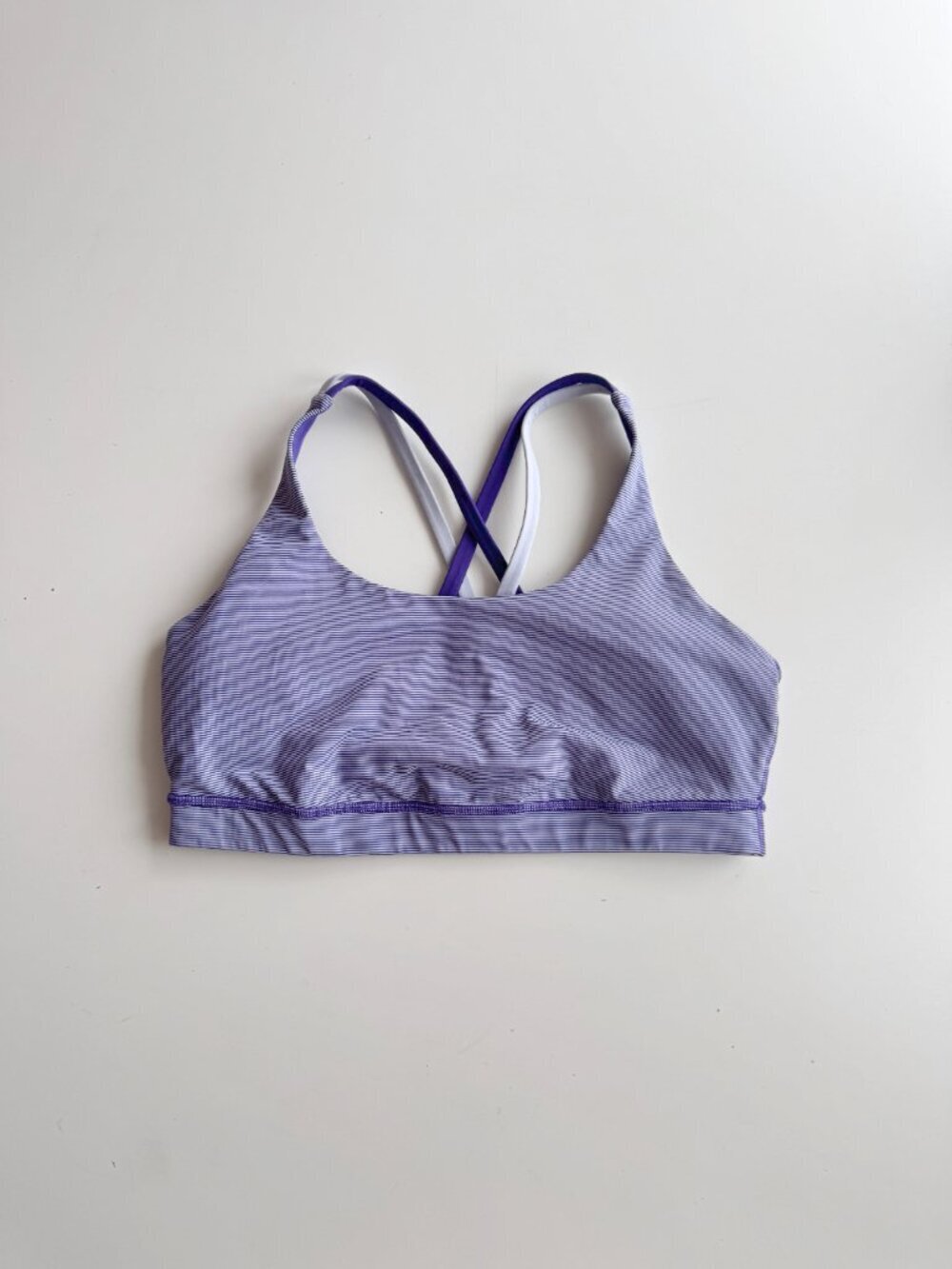 LULULEMON Energy Purple Wee Stripe Bruised Berry Cool Breeze Sports Bra, Size 12